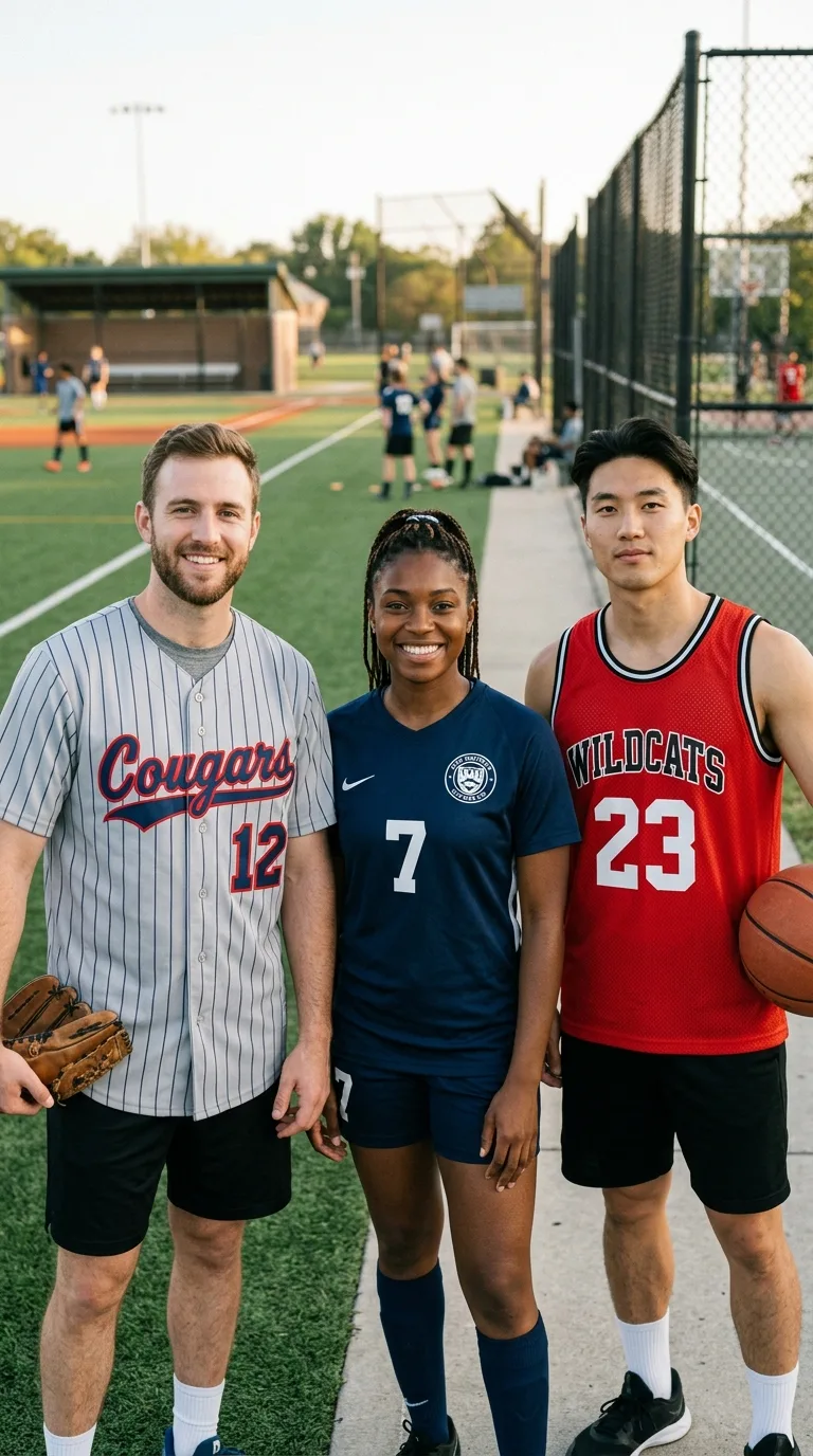 Sportswear models in custom uniforms